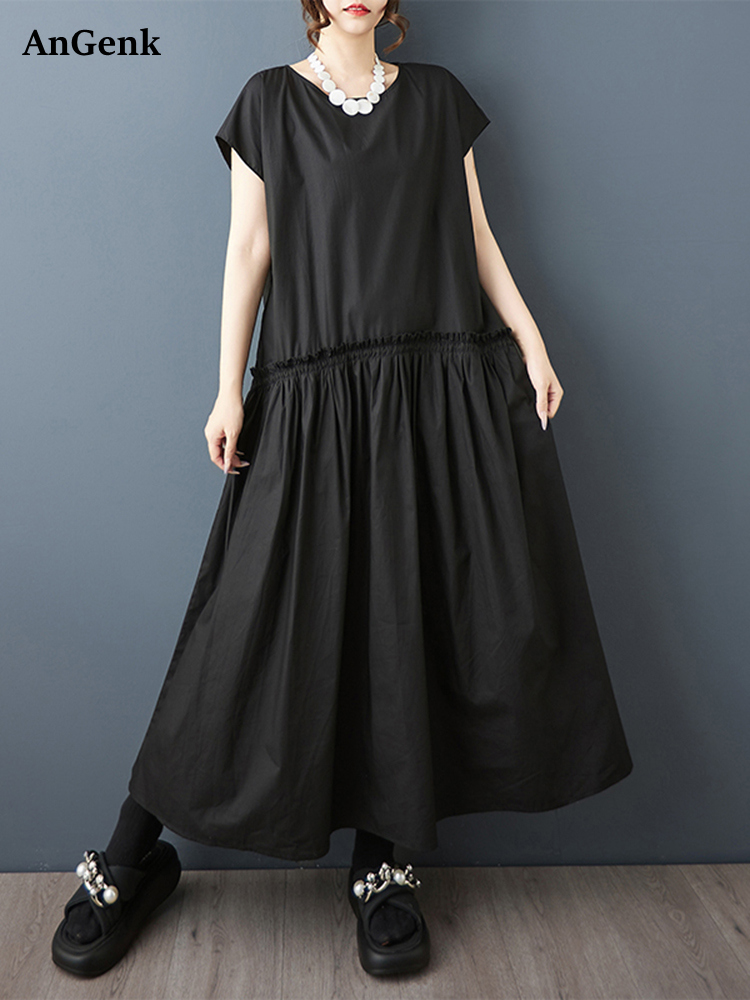 Vintage Fashion Drawings - Novo Vestido Longo Casual Feminino Preto