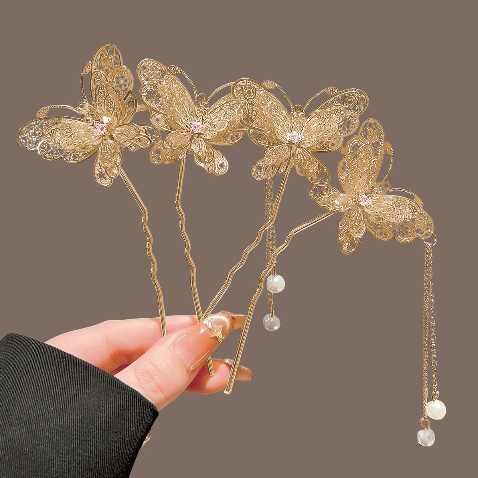 Vintage Fashion In Chinese - Grampo de Cabelo Borboleta Dupla Chinesa