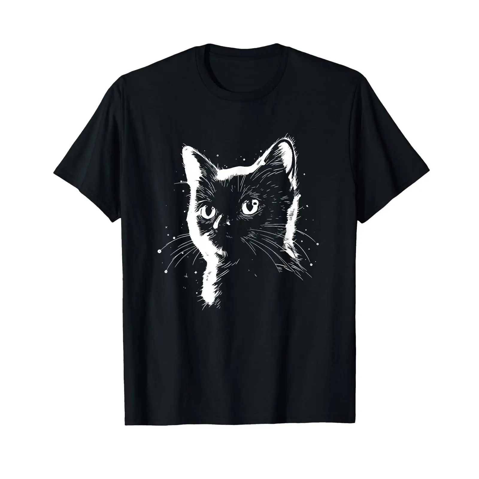 Vintage Fashion Drawings - Camiseta com estampa de gato, preta,
