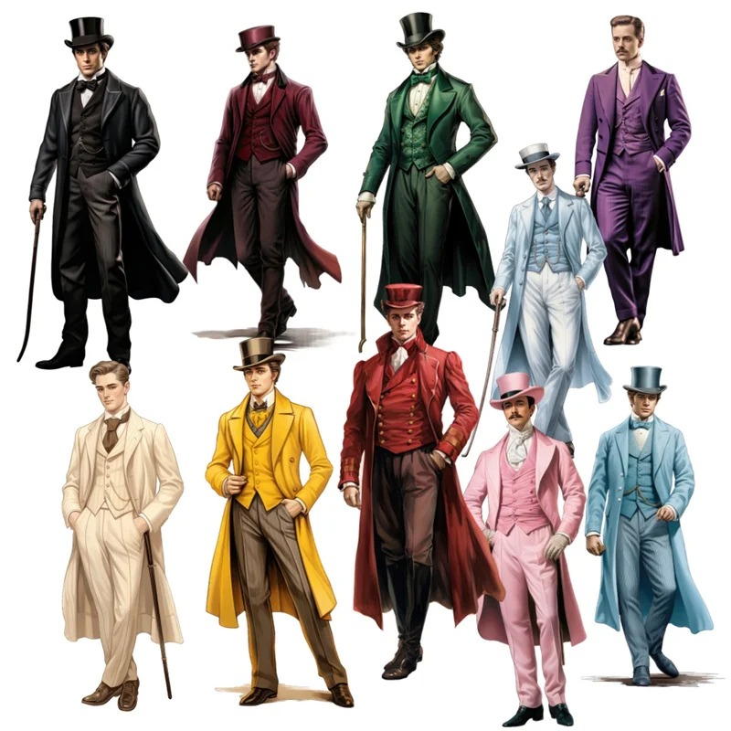 Vintage Fashion Magazines - Adesivos de Cavalheiros da Era Vitoriana