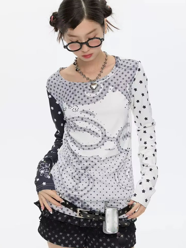 Vintage Fashion Y2K - Camisetas de Manga Longa Estilo Y2k