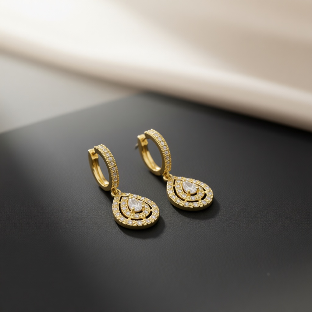 Vintage Fashion Center - Brincos Pendentes Ocos em Forma de