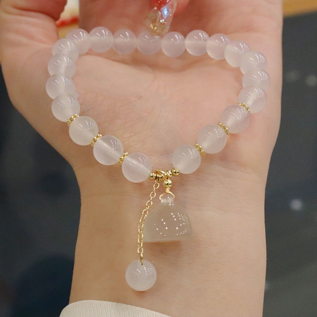 Pulseira de Ágata Branca com P - Vintage Fashion Tiktok avaliação e preço