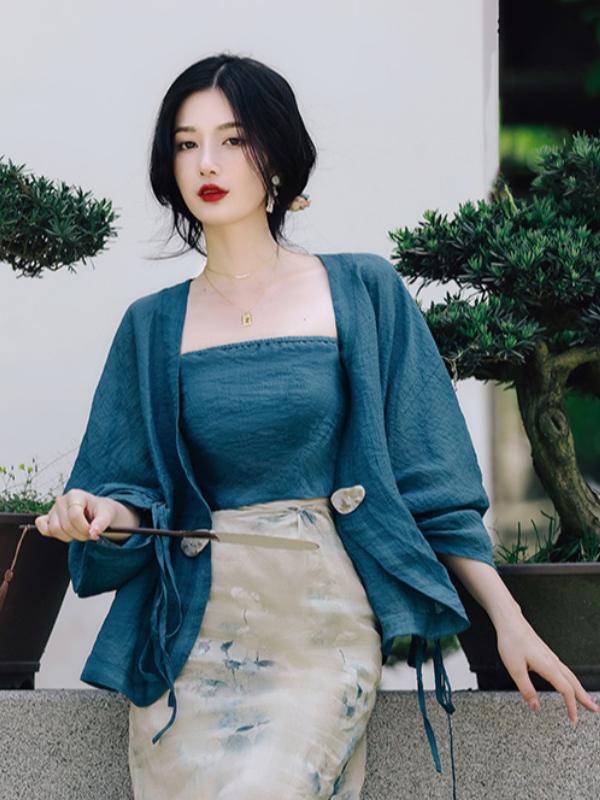 Conjunto de Saia e Cardigã Abe - Vintage Fashion In Chinese avaliação e preço